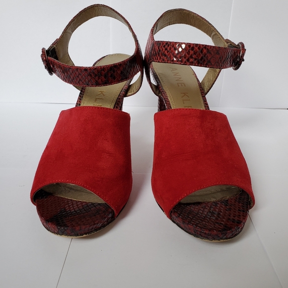 ANNE KLEIN red heeled sandals size 7.5M - Picture 3 of 8